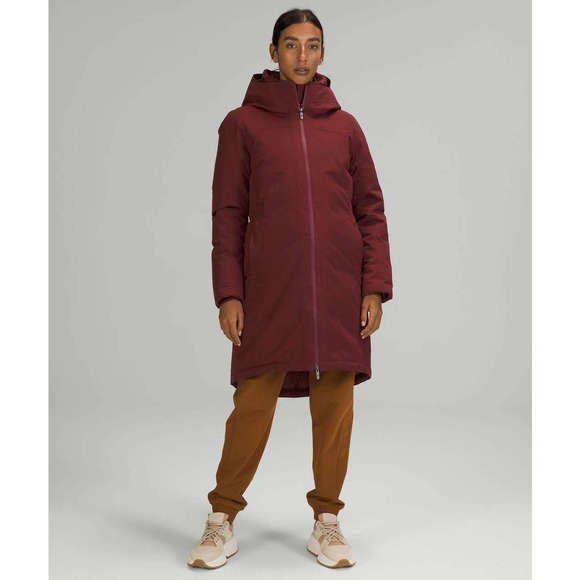 lululemon athletica Jackets & Blazers - LULULEMON Snow Warrior Parka Burgundy Hooded Jacket size 10
